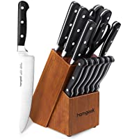 homgeek Cuchillos de Cocina 15 Piezas- Juego de Cuchillos Profesional Hecho de Acero Alemán X50Cr15- Incluye Bloque de…